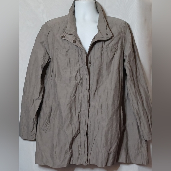 EILEEN FISHER WOMAN Gray Rumpled Cotton Steel Jacket.2X - Picture 2 of 12